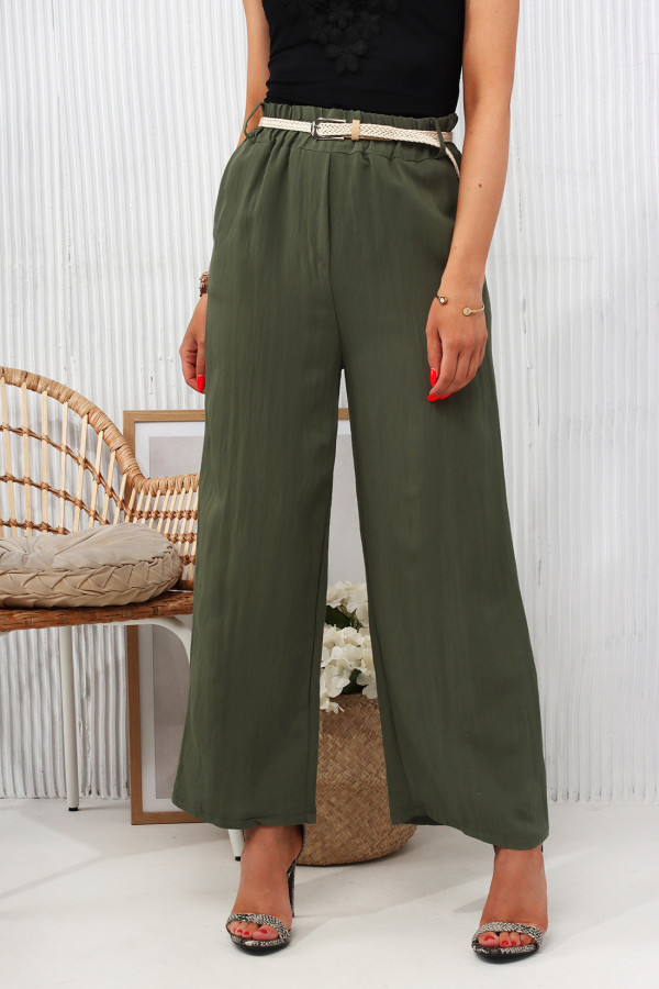 Szerokie spodnie boho Khaki 1
