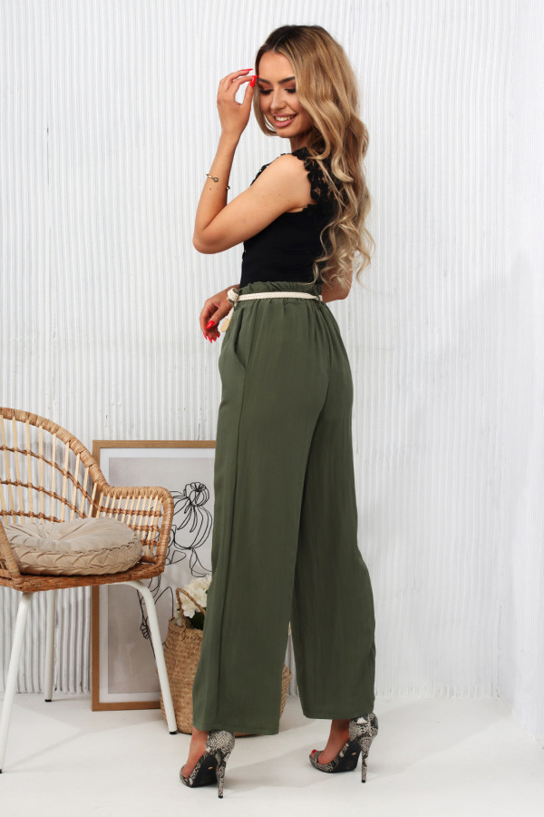 Szerokie spodnie boho Khaki 2