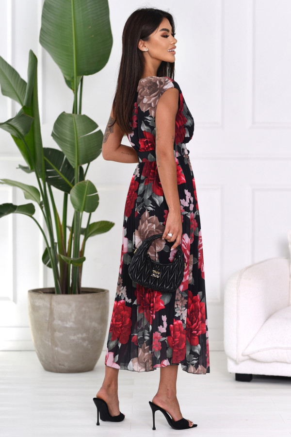 Sukienka Maxi Queen Kwiaty Czarna 3