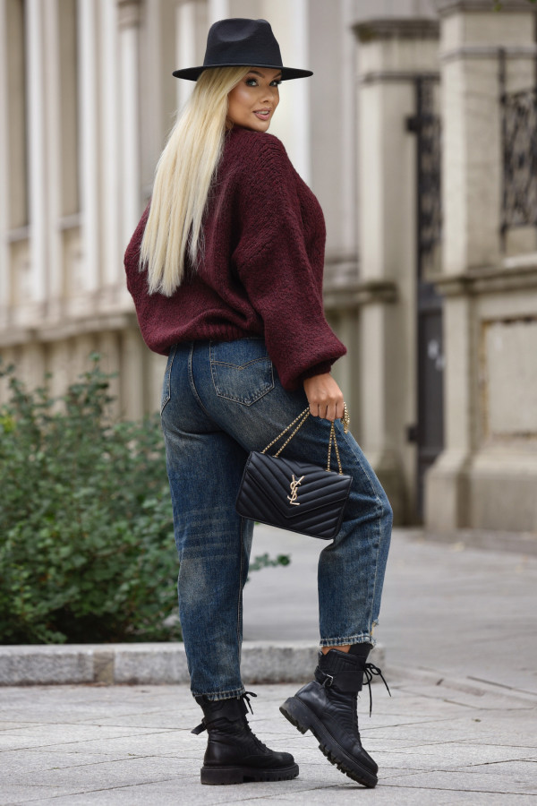 Sweter oversize Jovi Burgundowy 3