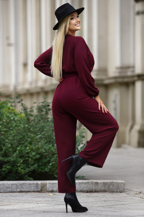 Kombinezon z paskiem Renee Bordowy 3