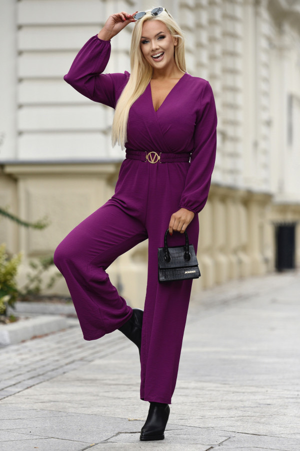 Kombinezon z paskiem Renee Fioletowy 1