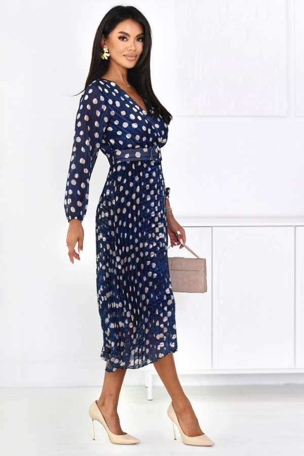 Sukienka plisowana Nanny Grochy Granatowa 2