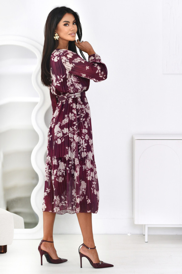 Sukienka plisowana Carolyn Burgundowa 3
