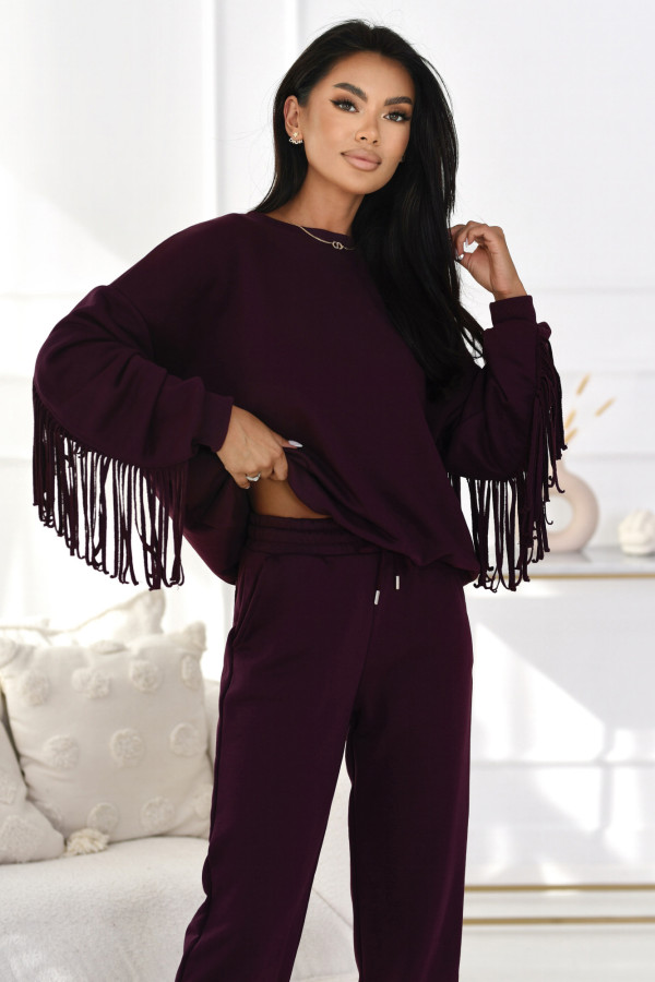 Dres z frędzlami Fringe Burgundowy 1
